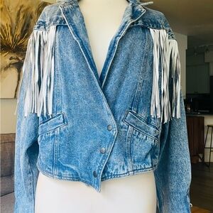 Vintage western fringe jacket” Denim Fringe Jacket